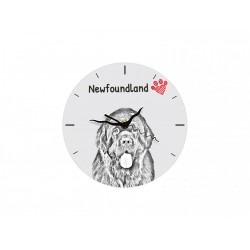 Nowofundlandczyk - stojący zegar z wizerunkiem psa, wykonany z płyty MDF