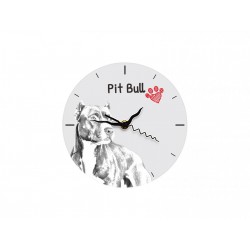 Pitbull Amerykański - stojący zegar z wizerunkiem psa, wykonany z płyty MDF