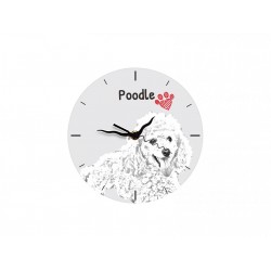 Pudel - stojący zegar z wizerunkiem psa, wykonany z płyty MDF
