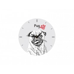 Mops - Stehende Uhr mit MDF mit dem Bild eines Hundes.