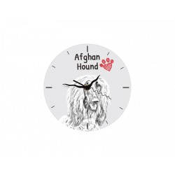 Chart afgański - stojący zegar z wizerunkiem psa, wykonany z płyty MDF