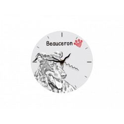 Beauceron - Stehende Uhr mit MDF mit dem Bild eines Hundes.