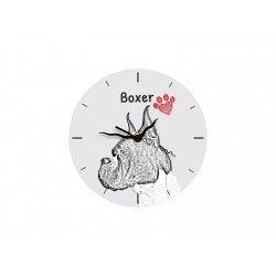 Boxer - Free standing clock, made of MDF board, with an image of a dog.