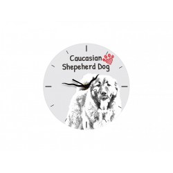 Caucasian Shepherd Dog - Free standing clock, made of MDF board, with an image of a dog.