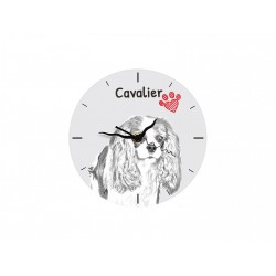 Cavalier King Charles Spaniel - Free standing clock, made of MDF board, with an image of a dog.