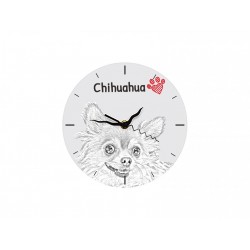 Chihuahua - Free standing clock, made of MDF board, with an image of a dog.