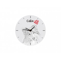 Collie - Free standing clock, made of MDF board, with an image of a dog.
