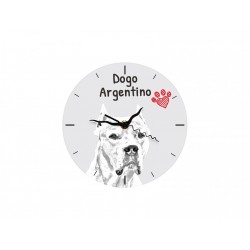 Dog argentyński - stojący zegar z wizerunkiem psa, wykonany z płyty MDF