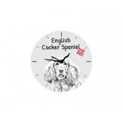English Cocker Spaniel - Free standing clock, made of MDF board, with an image of a dog.
