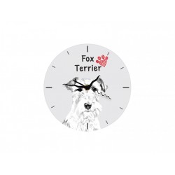 Fox Terrier - Free standing clock, made of MDF board, with an image of a dog.