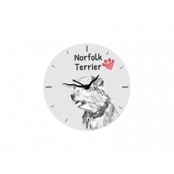 Norfolk Terrier - Free standing clock, made of MDF board, with an image of a dog.