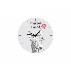 Pharaoh Hound - Free standing clock, made of MDF board, with an image of a dog.