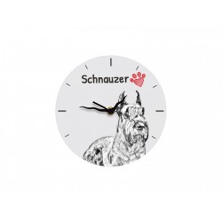 Schnauzer - Free standing clock, made of MDF board, with an image of a dog.