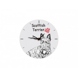 Scottish Terrier - Free standing clock, made of MDF board, with an image of a dog.