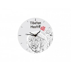 Mastif tybetański - stojący zegar z wizerunkiem psa, wykonany z płyty MDF