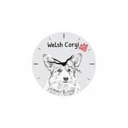 Welsh corgi cardigan - Free standing clock, made of MDF board, with an image of a dog.
