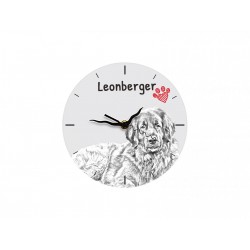 Leoneberger - Free standing clock, made of MDF board, with an image of a dog.