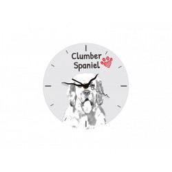 Clumber Spaniel - Free standing clock, made of MDF board, with an image of a dog.