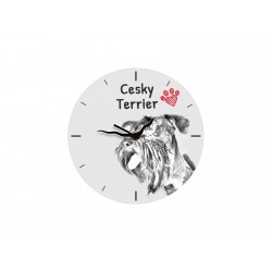 Cesky Terrier - Free standing clock, made of MDF board, with an image of a dog.