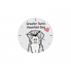 Greater Swiss Mountain Dog - Free standing clock, made of MDF board, with an image of a dog.
