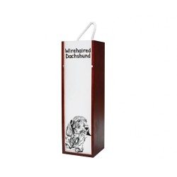 Wirehaired Dachshund - Boîte pour le vin avec l'image d'un chien.