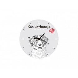 Kooikerhondje - Free standing clock, made of MDF board, with an image of a dog.
