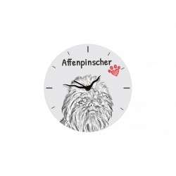 Affenpinscher - Free standing clock, made of MDF board, with an image of a dog.