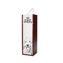 Old english sheepdog - Wine box with an image of a dog.