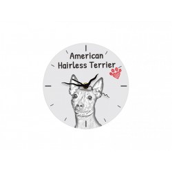 American Hairless Terrier - Free standing clock, made of MDF board, with an image of a dog.