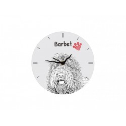 Barbet - Free standing clock, made of MDF board, with an image of a dog.