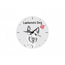 Laekenois - Free standing clock, made of MDF board, with an image of a dog.