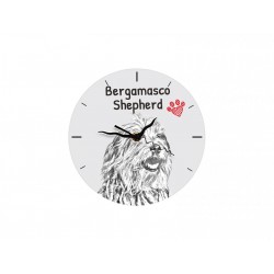 Bergamasco Shepherd - Free standing clock, made of MDF board, with an image of a dog.