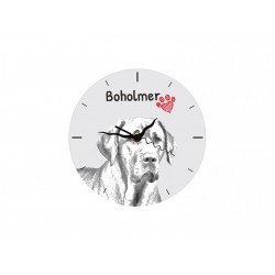 Broholmer - Free standing clock, made of MDF board, with an image of a dog.