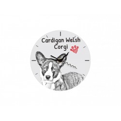 Cardigan Welsh Corgi - Free standing clock, made of MDF board, with an image of a dog.