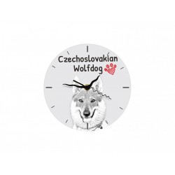 Czechoslovakian Wolfdog - Free standing clock, made of MDF board, with an image of a dog.
