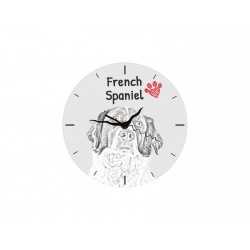 French Spaniel - Free standing clock, made of MDF board, with an image of a dog.