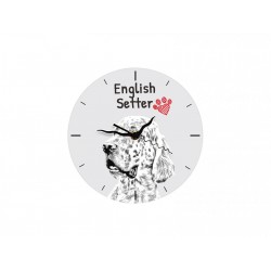 English Setter - Free standing clock, made of MDF board, with an image of a dog.