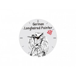 German Longhaired Pointer - Free standing clock, made of MDF board, with an image of a dog.