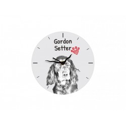 Gordon Setter - Free standing clock, made of MDF board, with an image of a dog.