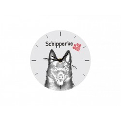 Schipperke - Free standing clock, made of MDF board, with an image of a dog.