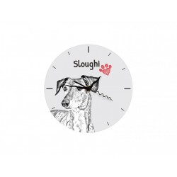 Sloughi - Free standing clock, made of MDF board, with an image of a dog.