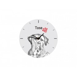 Tosa - stojący zegar z wizerunkiem psa, wykonany z płyty MDF