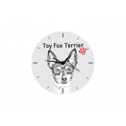 Toy Fox Terrier - Free standing clock, made of MDF board, with an image of a dog.