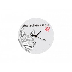 Australian Kelpie - Free standing clock, made of MDF board, with an image of a dog.