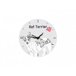 Rat Terrier - stojący zegar z wizerunkiem psa, wykonany z płyty MDF