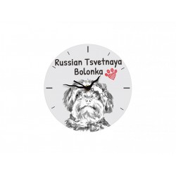 Bolonka - Reloj de pie de tablero DM con una imagen de perro.