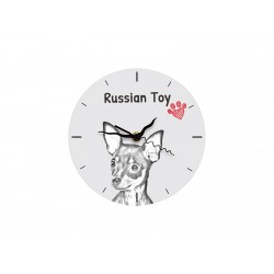 Russian Toy - Free standing clock, made of MDF board, with an image of a dog.