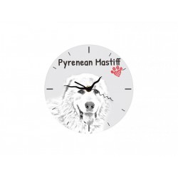 Mastif pirenejski - stojący zegar z wizerunkiem psa, wykonany z płyty MDF