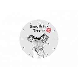 Foksterier krótkowłosy - stojący zegar z wizerunkiem psa, wykonany z płyty MDF