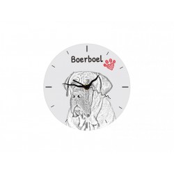 Boerboel - stojący zegar z wizerunkiem psa, wykonany z płyty MDF